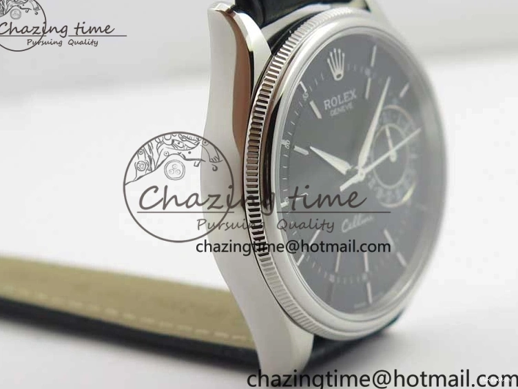 Date BP Markers Leather Real Strap Black Black on Edition Maker 50519 Sticks Dial SS Best SA3165 Cellini 0320